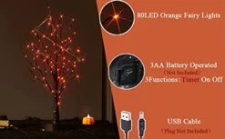 Hairui Halloween Lit Tree With Orange Lights 80 LED 18 Inches Battery Operated And USB Plug In, Lighted Black Glittered Spooky Tabletop Tree For Halloween Party Home Indoor Decoration -National Tree Company Sale Shop 41CE5WJw8vL