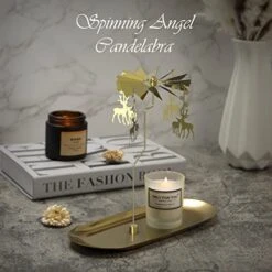 Christmas Spinning Candle Holder,Gold Metal Spinning Flying Deer Tea Lights Candle Holder,Romantic Designed Candlestick Ornament For Wedding Party Christmas Festival Home Decor Gift(Golden) -National Tree Company Sale Shop 41CVybOcbpL