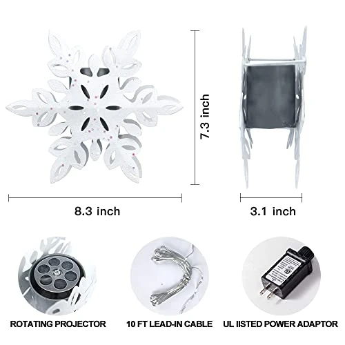 YEAHOME Snowflake Christmas Tree Topper, 3D Lighted Christmas Tree Topper Snow-White Christmas Treetop With Snowflake Projector Lights For Christmas Tree Decorations 6 YEAHOME Snowflake Christmas Tree Topper, 3D Lighted Christmas Tree Topper Snow-White Christmas Treetop With Snowflake Projector Lights For Christmas Tree Decorations - Image 4