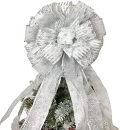 Christmas Tree Topper Bow With Glitter Satin Mesh Streamer For Xmas Ornaments Wreath Decor -National Tree Company Sale Shop 41DUXFj7LbL. AC
