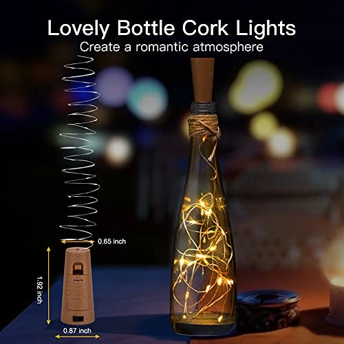 Wine Bottle Lights With Cork, 10 Pack 20 LED Waterproof Battery Operated Cork Lights, Silver Wire Mini Fairy Lights For Liquor Bottles DIY Party Bar Christmas Holiday Wedding Déco 4 Wine Bottle Lights With Cork, 10 Pack 20 LED Waterproof Battery Operated Cork Lights, Silver Wire Mini Fairy Lights For Liquor Bottles DIY Party Bar Christmas Holiday Wedding Déco - Image 2