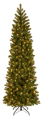 National Tree Company Pre-Lit 'Feel Real' Artificial Slim Downswept Christmas Tree, Green, Douglas Fir, Dual Color LED Lights, Includes PowerConnect And Stand, 6.5 Feet