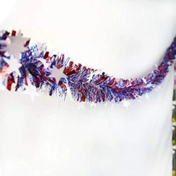 4PACK 4th Of July Laser Tinsel Garland,Blue Red White Star Patriot Ornament DIY Fringe Garlands Twist Tinsel Home Wall Party Tree Hanging Decorations 26.6ft -National Tree Company Sale Shop 41FRaurvTDL
