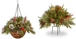 National Tree Company Pre-Lit Artificial Hanging Basket, , Decorated With Frosted Pine Cones, Berry Clusters, White LED Lights, Christmas Collection, 20 Inches 13 National Tree Company Pre-Lit Artificial Hanging Basket, , Decorated With Frosted Pine Cones, Berry Clusters, White LED Lights, Christmas Collection, 20 Inches -National Tree Company Sale Shop 41FYbzJhBuL. AC