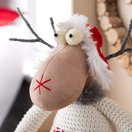 WeRChristmas Sitting Christmas Reindeer Figurine With Soft Legs, Multi-Colour, 48cm 4 WeRChristmas Sitting Christmas Reindeer Figurine With Soft Legs, Multi-Colour, 48cm - Image 2