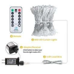 Window Curtain String Lights 20 Feet 600 Led Fairy Twinkle Lights With Remote, Timer, 8 Modes For Room Wedding Party Backdrop Outdoor Indoor Decoration, Warm White, Unconnectable, Curtain Not Included -National Tree Company Sale Shop 41FlANlkSuL