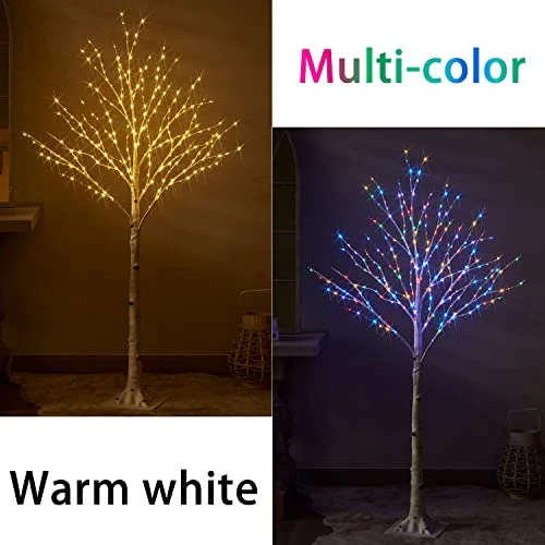 Fudios Lighted Birch Trees 4FT 200 LED Fairy Lights, Lit Artificial Twig Tree With Colorful And Warm White Lights Plug In For Home Christmas Wedding Party Decor Indoor Outdoor 4 Fudios Lighted Birch Trees 4FT 200 LED Fairy Lights, Lit Artificial Twig Tree With Colorful And Warm White Lights Plug In For Home Christmas Wedding Party Decor Indoor Outdoor - Image 2
