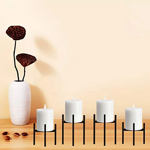 Jiyimi Christmas Black Candle Holders Set Of 4 For Table Centerpiece Geometric Straight Triangle Candlestick Holder Metal Iron Fireplace Candelabras Supports Ideal For Wax Pillar Candles 6 Jiyimi Christmas Black Candle Holders Set Of 4 For Table Centerpiece Geometric Straight Triangle Candlestick Holder Metal Iron Fireplace Candelabras Supports Ideal For Wax Pillar Candles - Image 4
