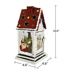 Decorative Christmas Lantern Hanging LED Lantern Decor, Rustic Metal Holiday Lantern Table Top Lantern Battery Operated Indoor Outdoor Hanging Lantern Table Centerpiece (10X4.6X4.6in, Red) -National Tree Company Sale Shop 41HYF6l4N3L
