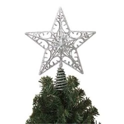 Gerson Glistening Christmas Star Holiday Tree Topper (Silver)
