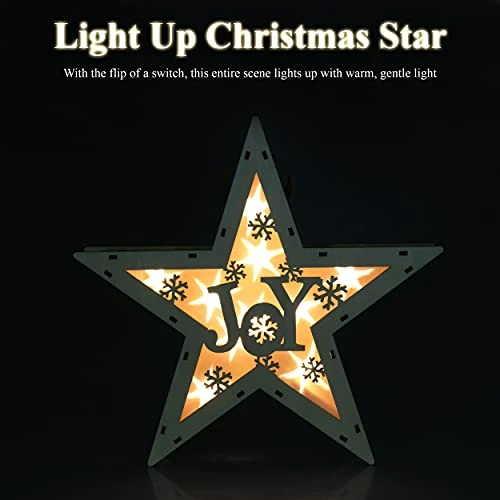 Clever Creations Wooden Star Shaped Nativity Scene Christmas Ornament, Festive LED Holiday Décor For Shelves And Tables, Joy 5 Clever Creations Wooden Star Shaped Nativity Scene Christmas Ornament, Festive LED Holiday Décor For Shelves And Tables, Joy - Image 3