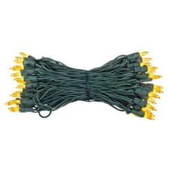 Kringle Traditions Incandescent Mini String Lights, Indoor Mini Tree Lights, Outdoor Christmas Mini Lights, Colorful Christmas Mini Lights, Green Wire (50 Lights / 6” Spacing / 25.5 Ft, Gold) -National Tree Company Sale Shop 41IXvVx6n2L