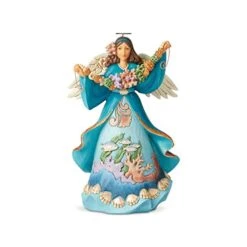 Enesco Jim Shore Heartwood Creek Coastal Angel With Coral Garland, 8.5"