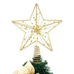 Illuminated Christmas Tree Topper Star Ornaments Battery Operated With Exquisite Gold Beads Warm Lights Treetop For Xmas Decorations Holiday Seasonal Decor -National Tree Company Sale Shop 41JhOnBCKoL