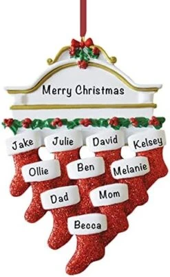 Personalized Christmas Ornaments Family Of 5 – Polyresin Red Stockings Family Ornament – Unique Family Christmas Ornaments 2022 – Gifts For Mom, Dad, Kids, Grandma, Grandpa – Durable Family Décor -National Tree Company Sale Shop 41JuVdNIskL. AC