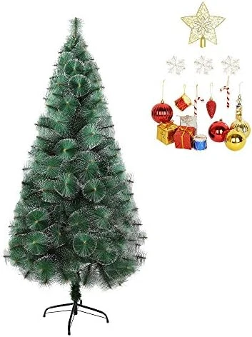 LUCKYERMORE 6ft Christmas Tree With 212 Gold Flocked Tips, Small Flock Xmas Tree With Christmas Tree Topper And Decorations 11 LUCKYERMORE 6ft Christmas Tree With 212 Gold Flocked Tips, Small Flock Xmas Tree With Christmas Tree Topper And Decorations - Image 9