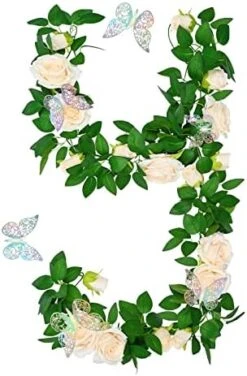 Yastouay 2Pcs 13.5Ft Pink Flower Garland With 2Pcs Lights, Butterfly Artificial Rose Garland Fake Rose Vines Flower Vines For Backdrop Wedding Table Centerpiece Decoration Baby Shower Room Decor -National Tree Company Sale Shop 41LTvAaqdhL. AC