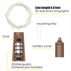 30 Pack Wine Bottle Lights With Cork - Cork Bottle Lights 90 Additional Batteries 6.6 Feet Silver Wire 20 LEDs,Fairy Mini String Lights For Christmas,DIY,Party,Decor,Wedding (Warm White) 11 30 Pack Wine Bottle Lights With Cork - Cork Bottle Lights 90 Additional Batteries 6.6 Feet Silver Wire 20 LEDs,Fairy Mini String Lights For Christmas,DIY,Party,Decor,Wedding (Warm White) -National Tree Company Sale Shop 41MHR8pPZ4L