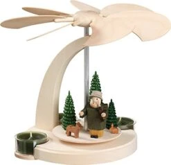 Seiffener Volkskunst German Christmas Pyramid Forest Scene, 1-tier, Height 18 Cm / 7 Inch, Natural, Original Erzgebirge By SV 16252