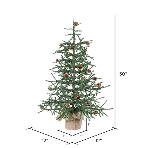 Vickerman 30" Caramel Pine Artificial Christmas Tree Unlit, Seasonal Indoor Home Decor With Decorative Burlap Base 8 Vickerman 30" Caramel Pine Artificial Christmas Tree Unlit, Seasonal Indoor Home Decor With Decorative Burlap Base - Image 6