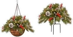 National Tree Company Pre-Lit Artificial Hanging Basket, , Decorated With Frosted Pine Cones, Berry Clusters, White LED Lights, Christmas Collection, 20 Inches 12 National Tree Company Pre-Lit Artificial Hanging Basket, , Decorated With Frosted Pine Cones, Berry Clusters, White LED Lights, Christmas Collection, 20 Inches -National Tree Company Sale Shop 41NaaNLEJ6L. AC