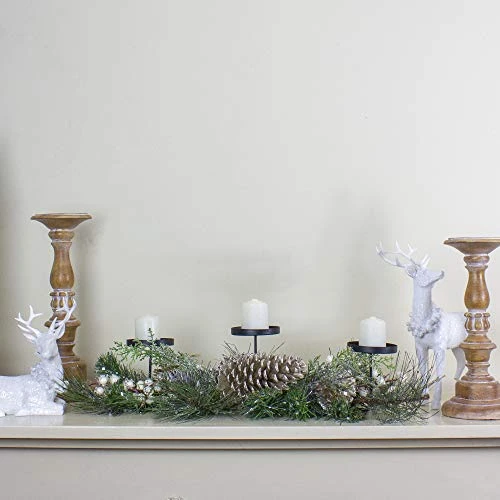 Northlight 24" Long Needle Pine And Berries Christmas Candle Holder 5 Northlight 24" Long Needle Pine And Berries Christmas Candle Holder - Image 3