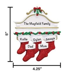 Personalized Christmas Ornaments Family Of 5 – Polyresin Red Stockings Family Ornament – Unique Family Christmas Ornaments 2022 – Gifts For Mom, Dad, Kids, Grandma, Grandpa – Durable Family Décor -National Tree Company Sale Shop 41NtKw7hsnL