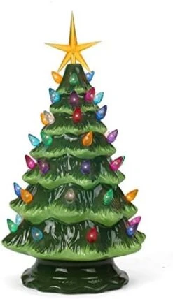 Ceramic Christmas Tree - Tabletop Christmas Tree With Lights - (11.5" Medium Silver Christmas Tree / Multicolored Lights) - Lighted Vintage Ceramic Tree -National Tree Company Sale Shop 41OKFqcySBL. AC