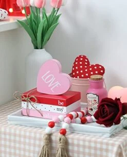 Valentines Day Tiered Tray Decor, 1 Valentine’s Day Wood Book Stack, 1 Bead Garland For Valentine, Be Mine Valentine Mini Faux Decorative Books Bundle, Farmhouse Valentine Decor For Table Mantle -National Tree Company Sale Shop 41OMuOHG2lL