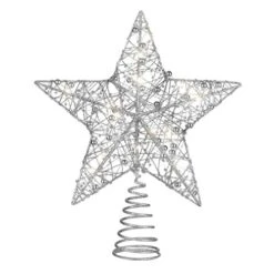 TOYANDONA Glittered Star Tree Topper 10 Inch Christmas Tree Toppers Star Treetop Xmas Christmas Tree Decorations Party Home Decor Silver