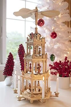 Clever Creations Brown Four Tier Carousel 22 Inch Traditional Wooden Christmas Pyramid Decoration, Festive Christmas Décor For Shelves And Tables -National Tree Company Sale Shop 41QPU0CPG5L