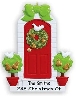 Personalized New Home Our First Home Christmas Holiday Door Wreath With Holly Bush Detail And Lanterns Christmas Ornament With Custom Names Address And Date (Optional) -National Tree Company Sale Shop 41QRQ YRStL. AC