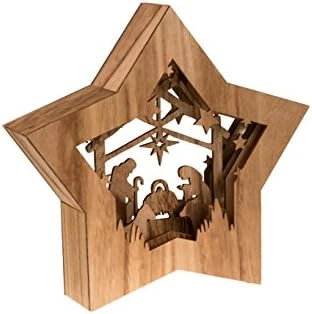 Clever Creations Wooden Star Shaped Nativity Scene Christmas Ornament, Festive LED Holiday Décor For Shelves And Tables, Joy 8 Clever Creations Wooden Star Shaped Nativity Scene Christmas Ornament, Festive LED Holiday Décor For Shelves And Tables, Joy - Image 6