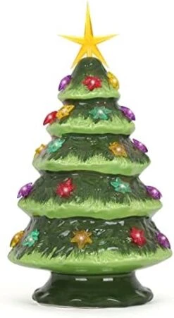 Ceramic Christmas Tree - Tabletop Christmas Tree With Lights - (11.5" Medium Silver Christmas Tree / Multicolored Lights) - Lighted Vintage Ceramic Tree -National Tree Company Sale Shop 41QtKuFDXtL. AC