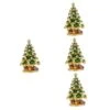 NOLITOY 4 Pcs Christmas Tree Jewelry Box Wedding Ring Holder Christmas Tree Ring Box Desktop Christmas Tree Plant Containers Pearl Trim Christmas Decor Xmas Tree Decor Home Storage Holder
