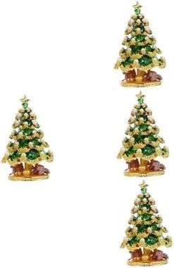NOLITOY 4 Pcs Christmas Tree Jewelry Box Wedding Ring Holder Christmas Tree Ring Box Desktop Christmas Tree Plant Containers Pearl Trim Christmas Decor Xmas Tree Decor Home Storage Holder -National Tree Company Sale Shop 41RuceecCHL. AC