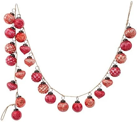 Creative Co-Op Distressed White & Grey Embossed Mercury Glass Ornament Fabric String Garland, Taupe And Cream 14 Creative Co-Op Distressed White & Grey Embossed Mercury Glass Ornament Fabric String Garland, Taupe And Cream - Image 12