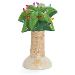 Milltown Merchants Christmas Palm Tree - Ceramic Palm Tree Christmas Tree - Tabletop Christmas Tree With Lights - Palm Tree Decor - Lighted Palm Tree - Christmas Beach Decor