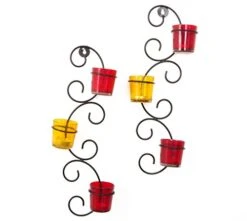 TIED RIBBONS Decorative Wall Hanging Tealight Candle Holder Metal Wall Sconce With Glass Cups And Tealight Candles For Christmas Home Decoration (Set Of 2) 9 TIED RIBBONS Decorative Wall Hanging Tealight Candle Holder Metal Wall Sconce With Glass Cups And Tealight Candles For Christmas Home Decoration (Set Of 2) -National Tree Company Sale Shop 41SEeNvFmzL
