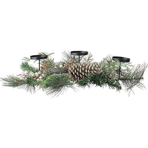 Northlight 24" Long Needle Pine And Berries Christmas Candle Holder 4 Northlight 24" Long Needle Pine And Berries Christmas Candle Holder - Image 2