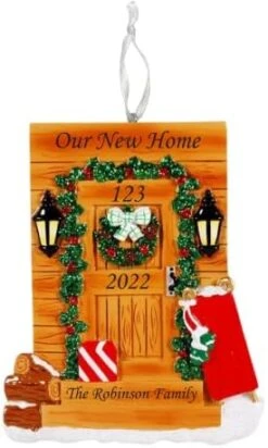 2023 Personalized White Door With Wreath Christmas Tree Ornament-First Home Family House Glitter Door Artisanal Customized Ornament-Free Personalization -National Tree Company Sale Shop 41Wbr3IVCaL. AC