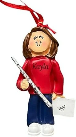 Flute Player Personalized Music Ornament - Flute Christmas Ornament - 2023 - Customize By Ornamentstokeep (Female Ethnic) -National Tree Company Sale Shop 41XKhm0DZ8L. AC