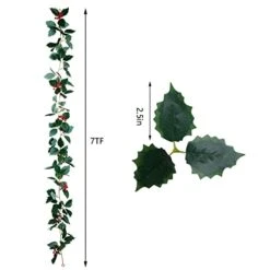 Jiebor Christmas Garland Red Berry Green Leaf Garland Artificial Holly Leaves Garland For Christmas Tree Mantle Fireplace Winter Holiday Home Outdoor Indoor Front Door Window Wall Decorations 5.7Ft -National Tree Company Sale Shop 41Y3OMygmOL