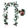 Jiebor Christmas Garland Red Berry Green Leaf Garland Artificial Holly Leaves Garland For Christmas Tree Mantle Fireplace Winter Holiday Home Outdoor Indoor Front Door Window Wall Decorations 5.7Ft -National Tree Company Sale Shop 41YtphI3QUL