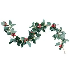 Jiebor Christmas Garland Red Berry Green Leaf Garland Artificial Holly Leaves Garland For Christmas Tree Mantle Fireplace Winter Holiday Home Outdoor Indoor Front Door Window Wall Decorations 5.7Ft -National Tree Company Sale Shop 41bH2oFT36L