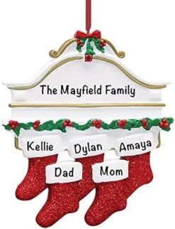 Personalized Christmas Ornaments Family Of 5 – Polyresin Red Stockings Family Ornament – Unique Family Christmas Ornaments 2022 – Gifts For Mom, Dad, Kids, Grandma, Grandpa – Durable Family Décor -National Tree Company Sale Shop 41bhP1Rw1 L. AC