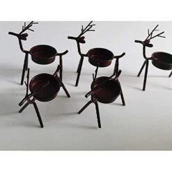 WOERTE HOME Set Of 6 Bronze Iron Reindeer Tealight Candle Holder Christmas Decorations -National Tree Company Sale Shop 41brgWzVY1L