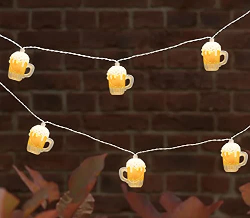 Abeja 3D Beer Mug String Lights St Patrick's Day Decor 8.5 Ft Party Cup Light With 10 Incandescent Bulbs For Bar Cafe Shop Birthday Wedding Party Bedroom Dorm Wreath Summer Club Decorations, White 6 Abeja 3D Beer Mug String Lights St Patrick's Day Decor 8.5 Ft Party Cup Light With 10 Incandescent Bulbs For Bar Cafe Shop Birthday Wedding Party Bedroom Dorm Wreath Summer Club Decorations, White - Image 4