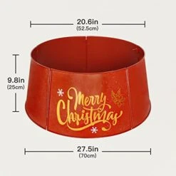 Putuo Decor Metal Christmas Tree Collar, 21 Inches Diameter Red Shiny Christmas Themed Tree Stand Cover, Xmas Holiday Decoration For Xmas Tree -National Tree Company Sale Shop 41d8yboBdqL