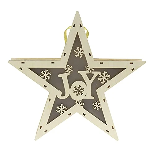 Clever Creations Wooden Star Shaped Nativity Scene Christmas Ornament, Festive LED Holiday Décor For Shelves And Tables, Joy 3 Clever Creations Wooden Star Shaped Nativity Scene Christmas Ornament, Festive LED Holiday Décor For Shelves And Tables, Joy